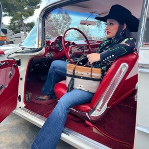 Dirty Mojave Leather Woven Tack Room Tote Bag Western Saddle Bag